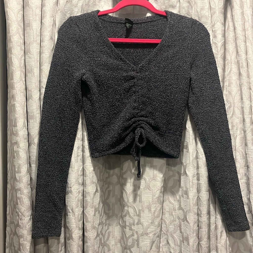 Long sleeve tie front top